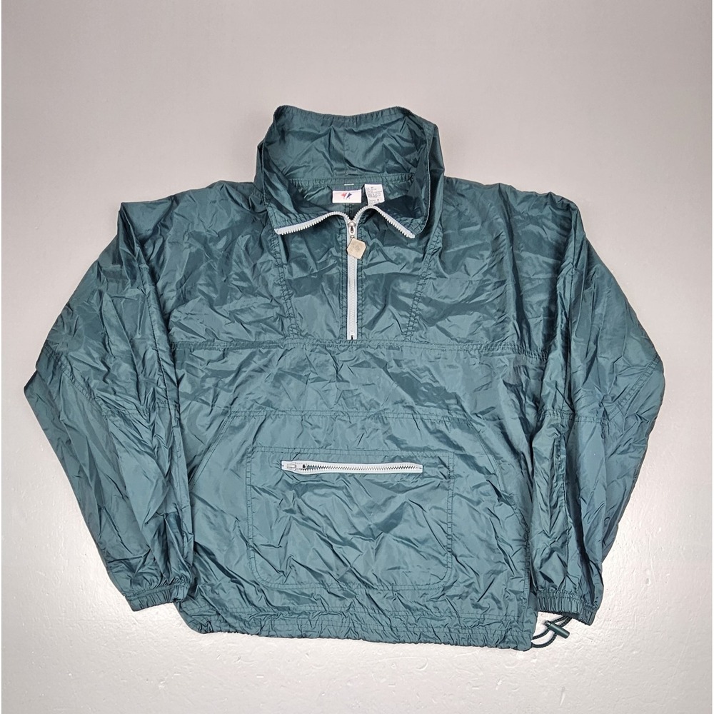Jerzees Activewear Track Jacket Mens Med. Vintage 90s Green Windbreaker.